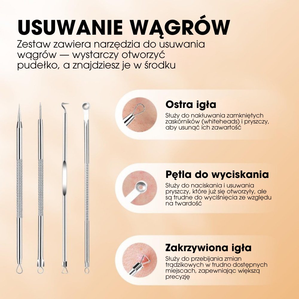 PorePro™ – 6-w-1 oczyszczacz porów z regulacją siły ssania i zestawem do wyciskania