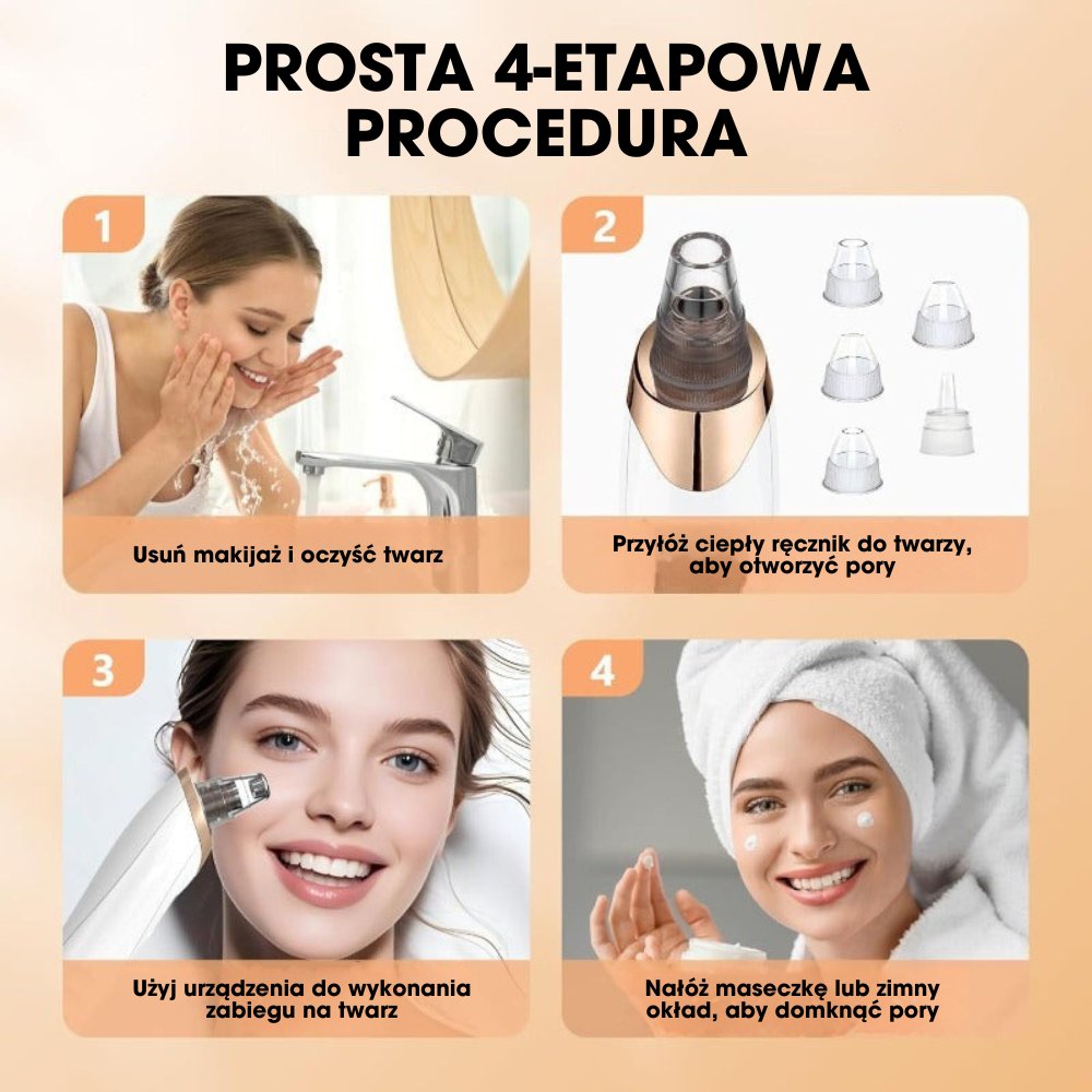 PorePro™ – 6-w-1 oczyszczacz porów z regulacją siły ssania i zestawem do wyciskania
